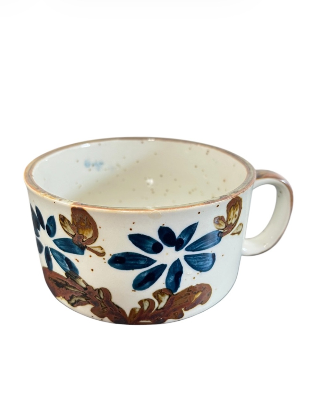 Vintage Otagiri Stoneware Multi Coloured Floral Speckled Soup Mug With Handle